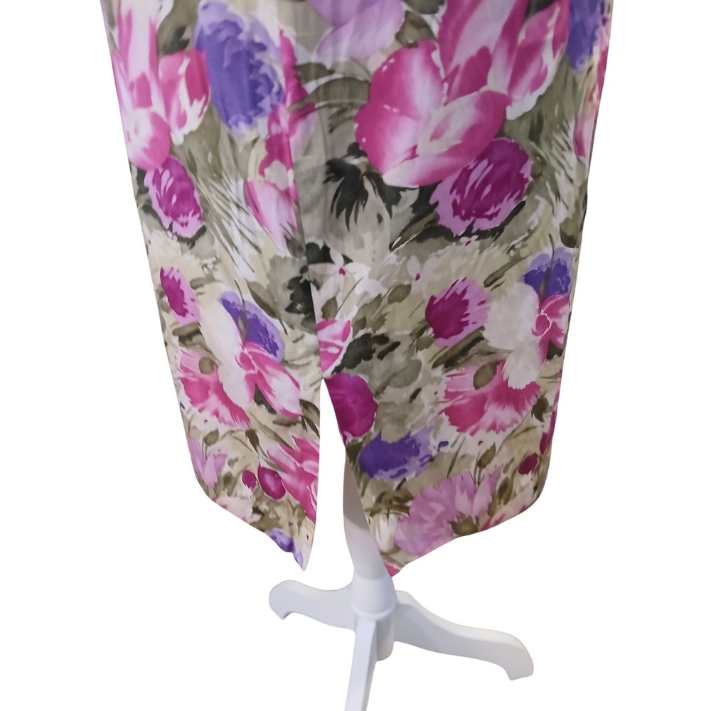 Vtg Ann Taylor Floral Silk Blend Dress Size 4 Scoop Neck Knee Length Cottagecore - Picture 5 of 11